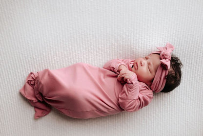 Rose Knotted Baby Gown & Bow