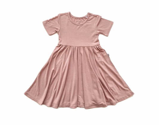 Short Sleeve Twirl Dress | Dusty Pink