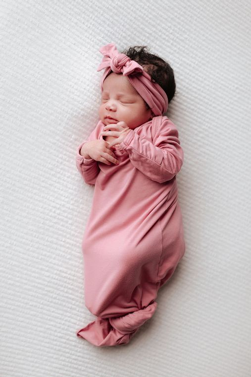 Rose Knotted Baby Gown & Bow