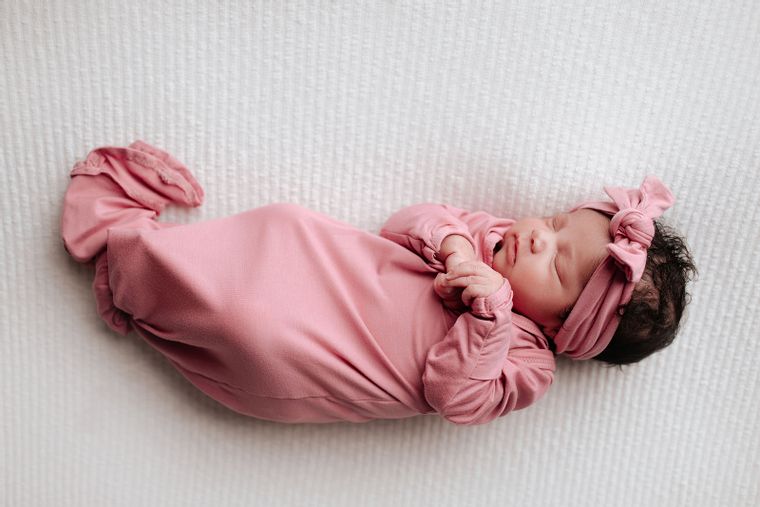 Rose Knotted Baby Gown & Bow